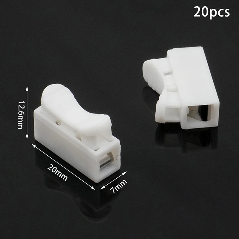 20Pcs 1P 2P 3P Spring Clamp Cable Wire Connector - No Screw Quick Terminal Block