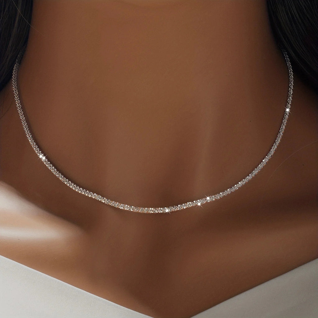 LUXUKISSKIDS 10PCS Shiny Solid Chains Elegant Necklaces for Woman Sparkling Cauliflower Clavicle Choker Simple Wholesale Jewelry
