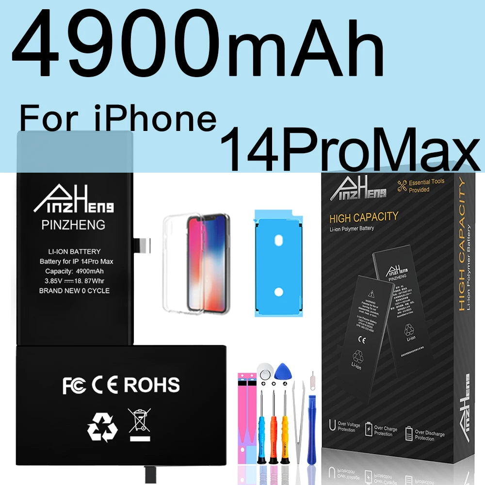 PINZHENG Real High Capacity Battery For iPhone 16 14 15 Pro Max 15 16 14 Pro 14 Plus 15 Plus 16 Pro Max Replacement Batteries