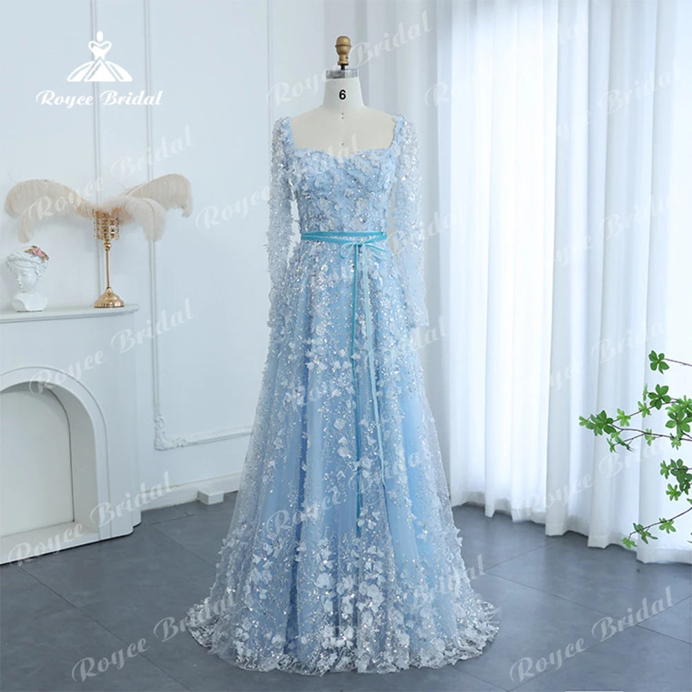 Pastrol Square Collar  A Line Prom Dress 2026 Lace Applique Floral Embellished Gown birthday فساتين سهرة Customized