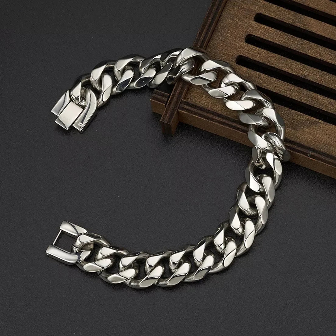 9MM-15MM Polished 316L Stainless Steel Cuban Link Bracelet for Men Waterproof Thick Curb Chain Wrist Jewelry Gift for Him