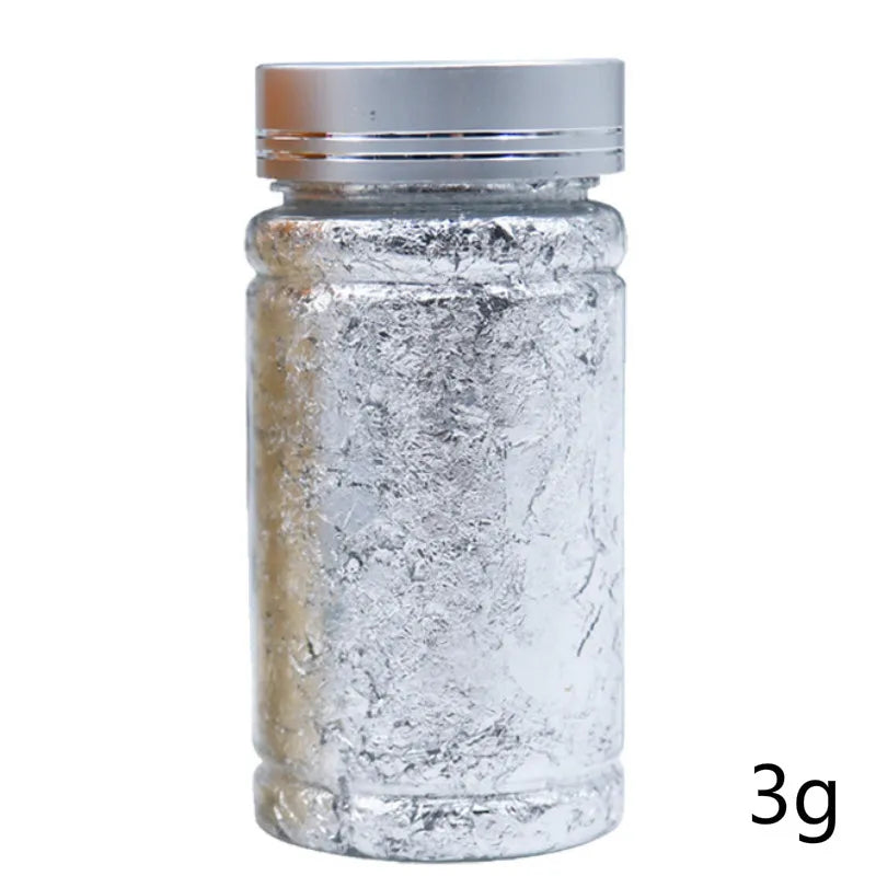 Golden Silvery Foil Decorative Paper Resin Mold Fillings Resin Jewelry Making Metallic Foil Flakes For Nail Art, Painting, Craft