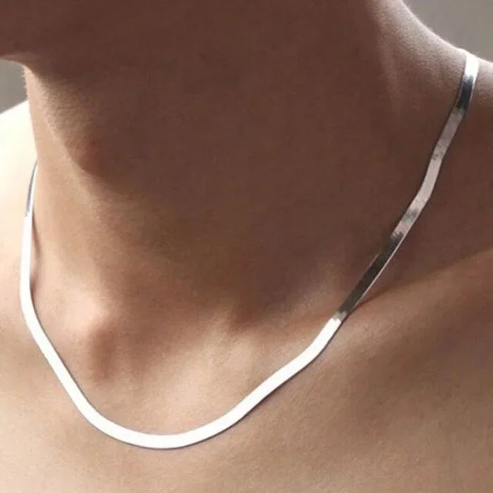 New 925 Sterling Silver fine 4MM Blade Chain Necklace for Women MEN Luxury wedding party Jewelry Best friend Holiday gifts