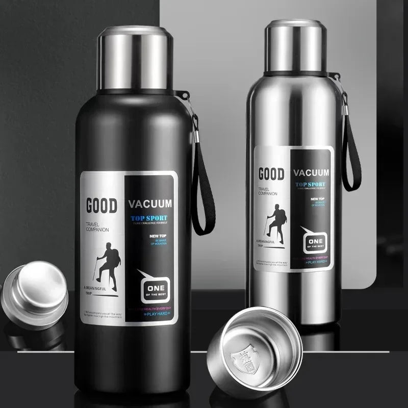 800-2000ML Stainless Steel Thermos Bottle Large Capacity Outdoor Water Bottle Covered Lifting Rope Tumbler Thermo Bottle