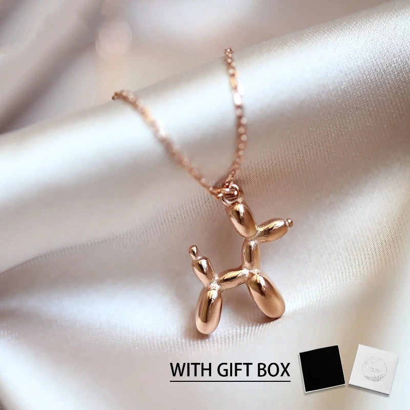 Cartoon Style Titanium Necklace, Joyful Balloon Dog Charm for A Lighthearted Look, Lightweight & Durable, Playful Yet Elegant