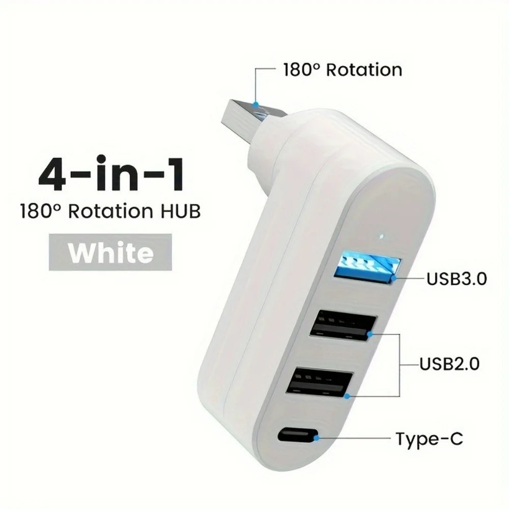 180° Rotatable Mini USB 3.0 Hub 3/4 Ports Type C Splitter High Speed Data Transfer Dock For Notebook MacBook Desktop Flash Drive
