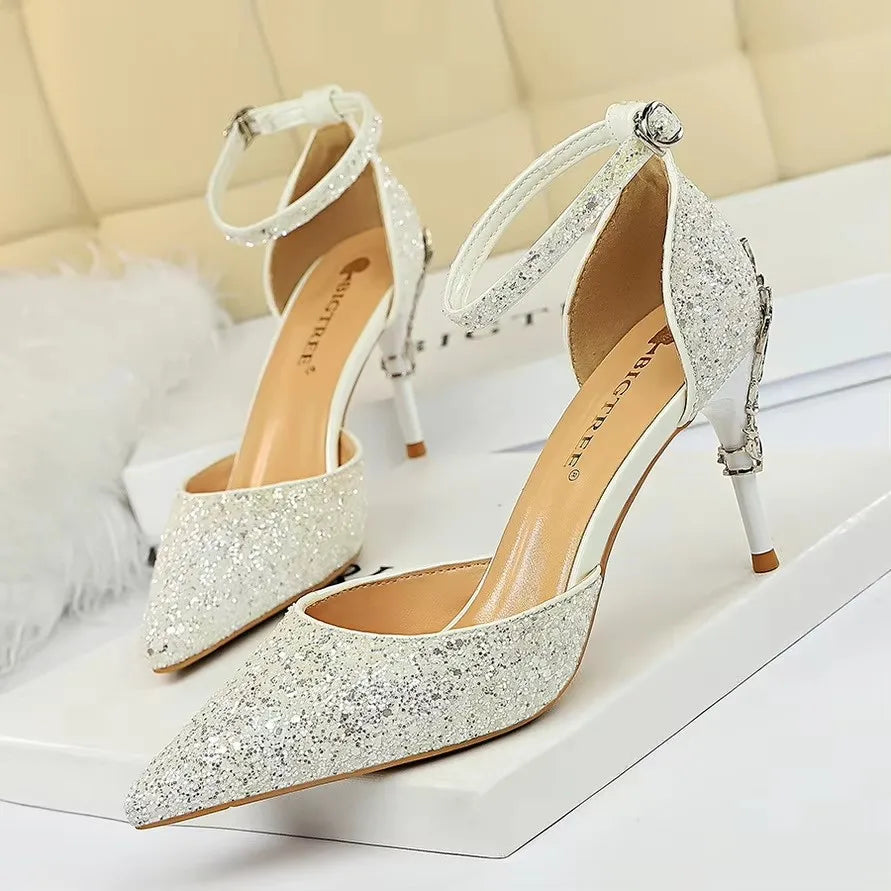 BIGTREE Shoes Heels 2026 New Woman Pumps Sequins High Heels Women Shoes Fashion Ladies Shoes Gold Sliver Stiletto Heels Sandals