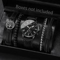 4/5PCS Fashion Men's Watches Man Business Quartz Wristwatch Vintage Leather Bracelets Set Reloj Hombre（Without Box）
