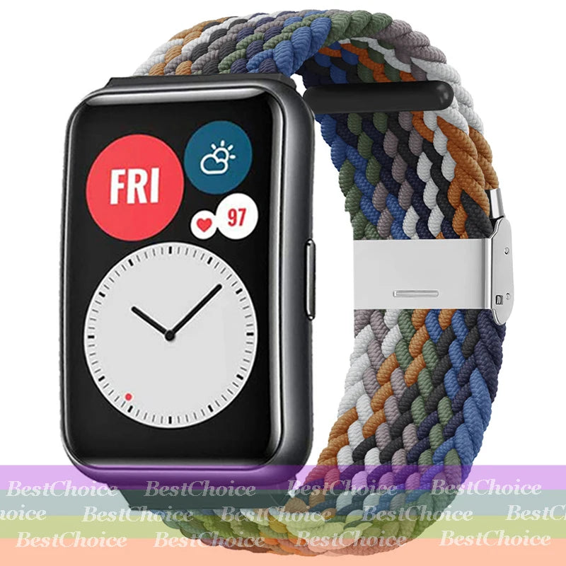Nylon Braided Watch Strap for Huawei Watch Fit 3 Elastic Loop for Huawei Watch Fit 2 1Adjustable Band Bracelet Metal Connector