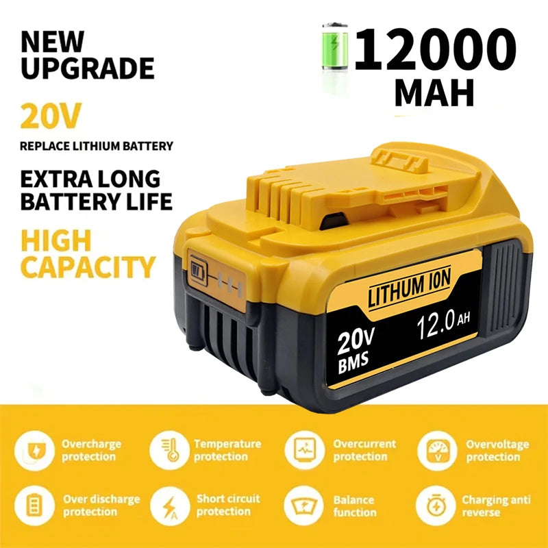 New High-Power for DEWALT 20V/60V Battery DCB200 DCB205 DCB206 * Power Tool 18V Battery 3AH 8AH 12AH 18AH Batteries DCD805