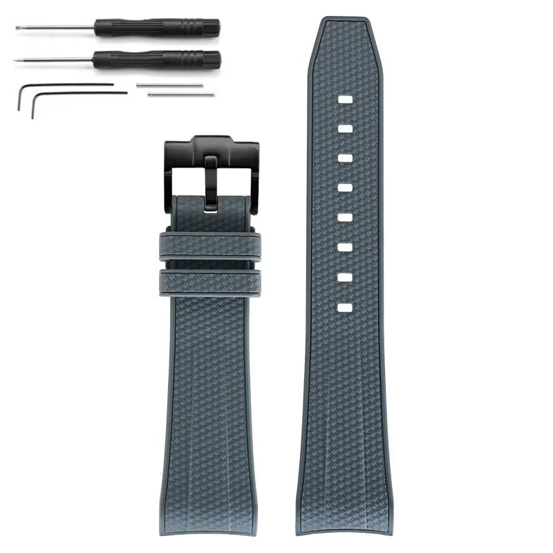 Rubber Silicone Watch Band for Swatch X Blancpain GREEN ABYSS Curved End Waterproof Sport Woven Pattern Strap Bracelet 22mm