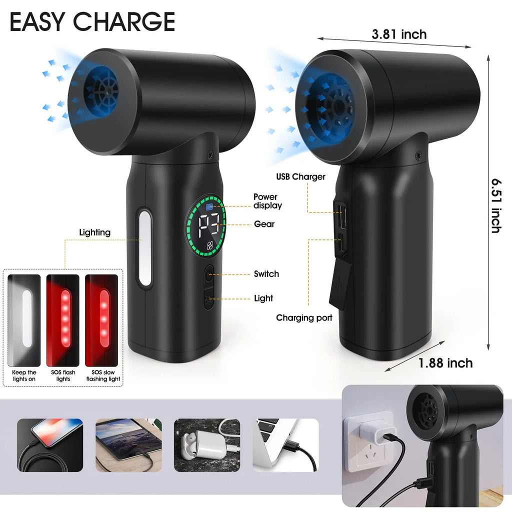 Portable Compressed Air Duster 2 in 1 Air Blower & Vacuum Cleaner Cordless 3 Speed Air Blower for Keyboard Computer Car Cleaning