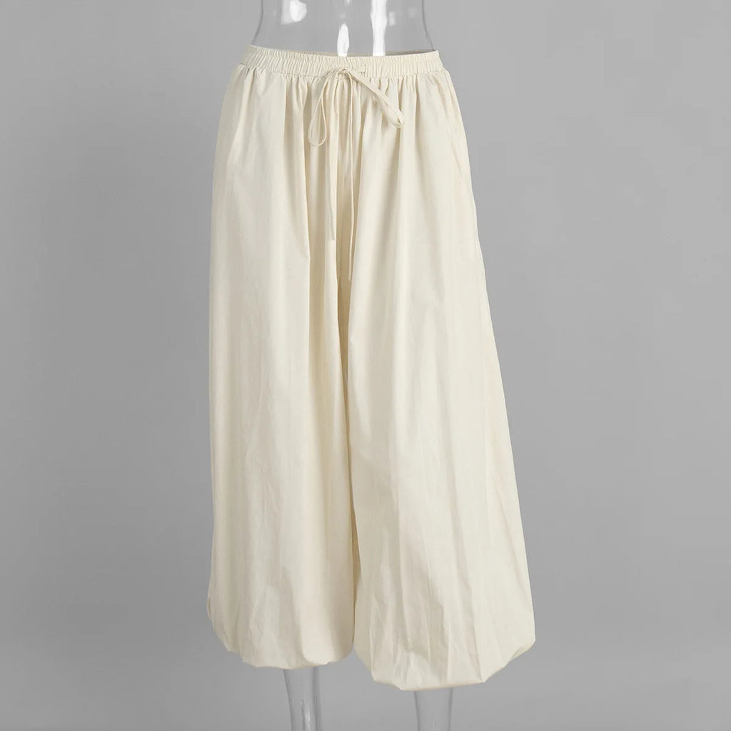 100% Cotton High Quality Women Casual High Waist Bloomers Long Pants Fashion Big Wide Leg Pants Women Clothes Trousers
