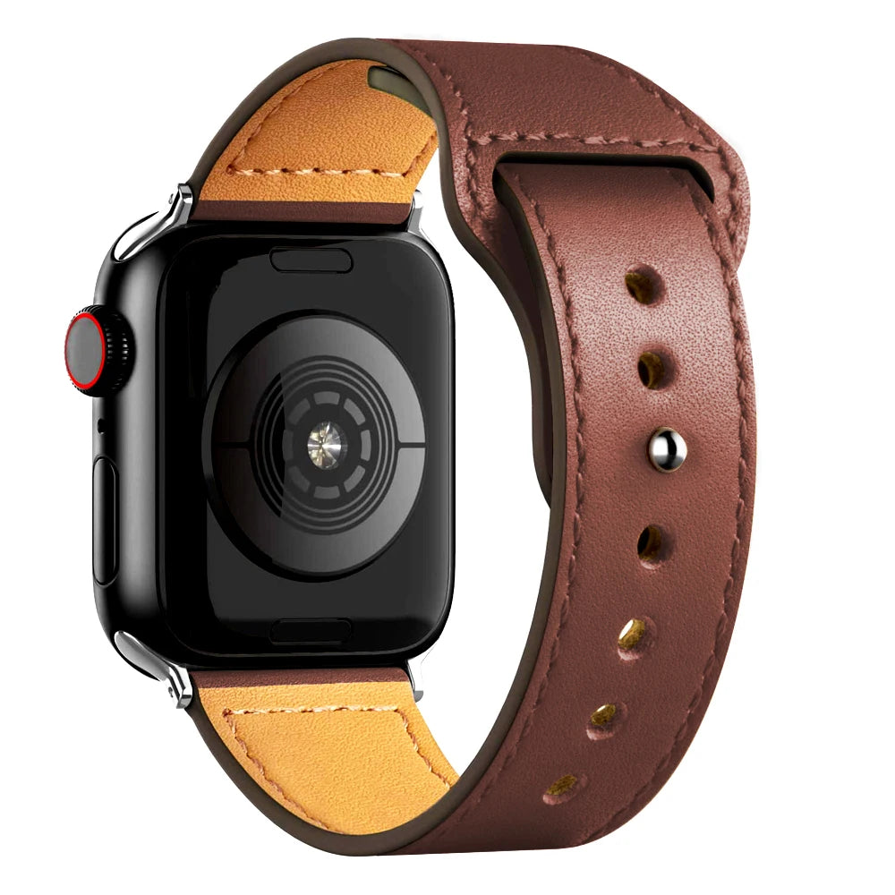 Leather band For Apple watch strap Ultra 2 49mm 44mm 40mm 38mm/42mm wrist bracelet for iWatch series 10 9 8 7 4 5 6 se 41mm/45mm