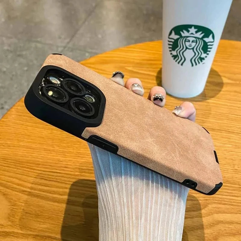 Matte Leather Silicone Phone Case For iPhone 15 16 12 11 14 Pro Max 13 Mini X XR XS 78 Plus SE Lens Protection Bumper Full Cover
