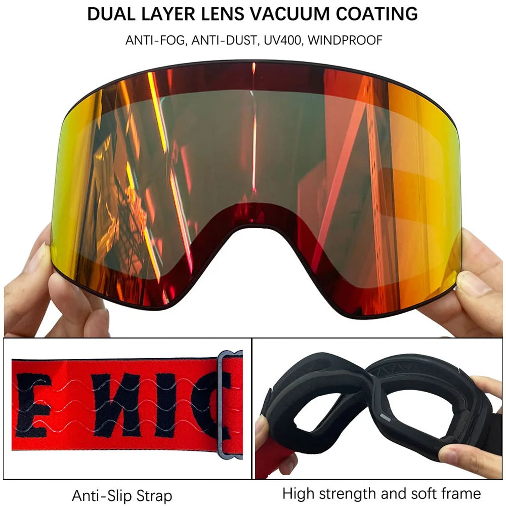 2024 New Double Layer Magnetic Ski Goggles Polarized Lens Skiing Anti-Fog UV400 Snowboard Goggles Men Women Ski Glasses Eyewear