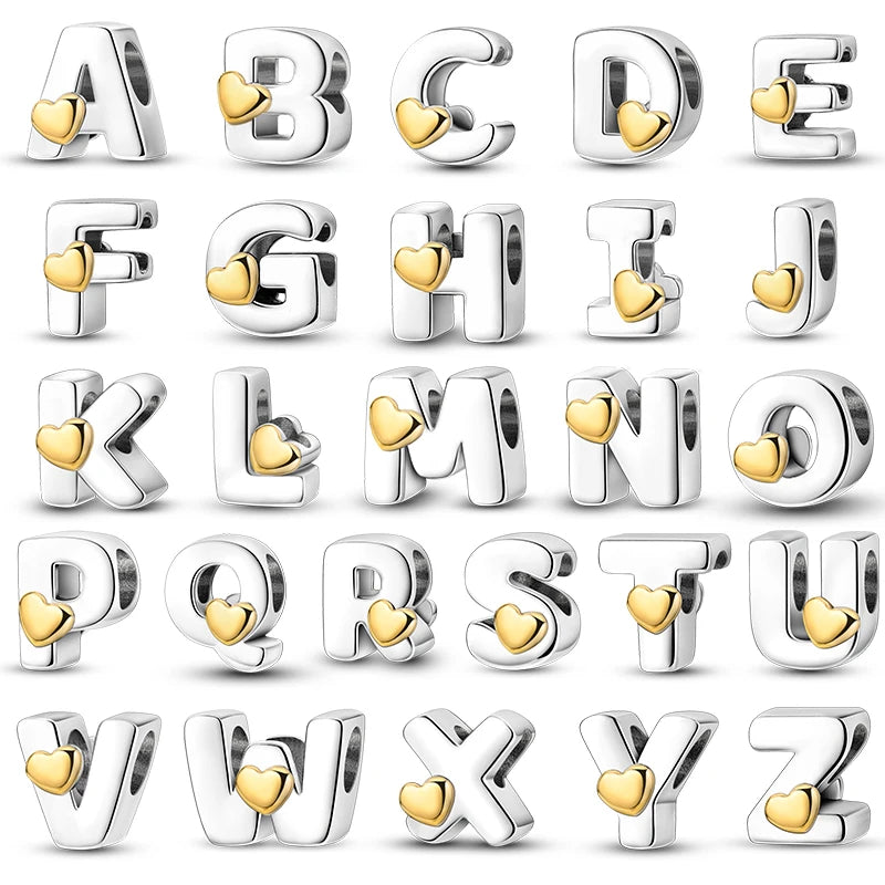 Fit Qikaola 925 Original Bracelets Love 26 English Letters Series Silvering Charms Beads For DIY Birthday Jewelry Making