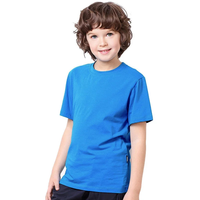 Kids Solid T Shirt Tops for Child Boys Girls Baby Toddler Blank Cotton Clothes White T-shirts Children Summer Tees Short Sleeve