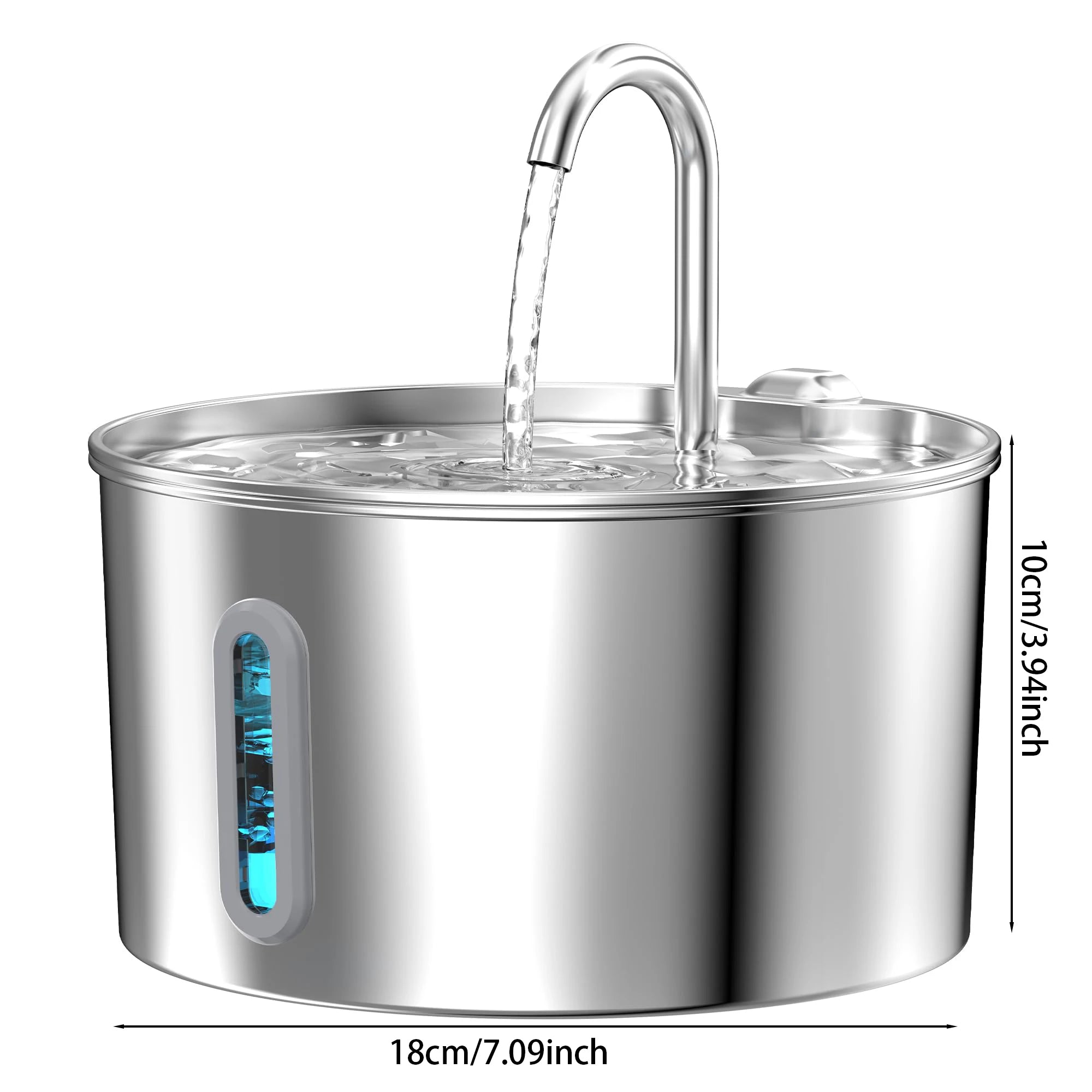 2.2L Cat Drinking Fountain Automatic Stainless Steel Pet Dogs Water Dispenser Ultra-quiet Pump Water Foutain For Multiple Pets