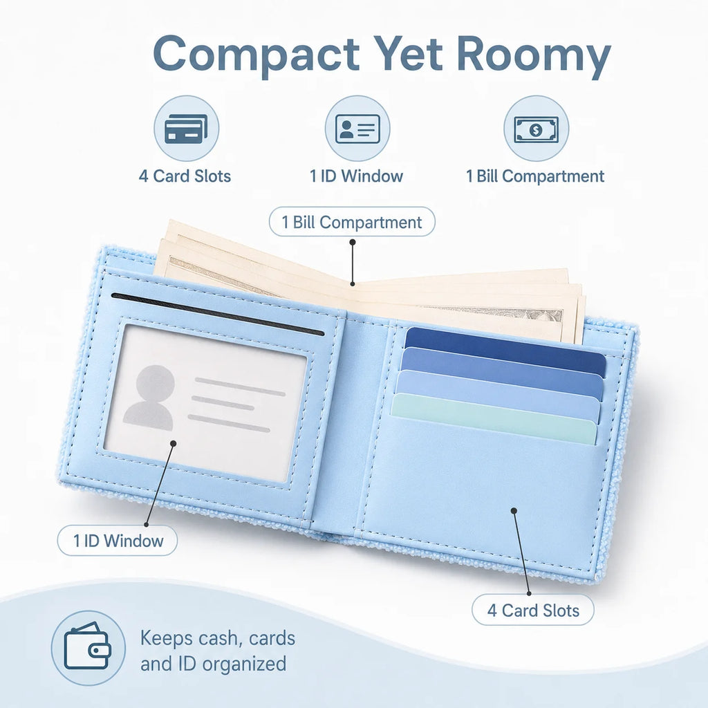 Wallets High Quality Synthetic Leather Embroidery Short Bifold Small Wallet for Men Women Unisex Cute Card Holder Coin Purse