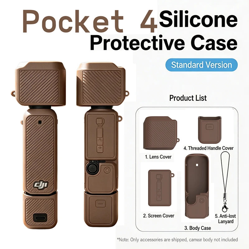 New Silicone Protective Case Set for DJI Pocket 4 Scratch-resistant Shock-resistant Protective Case for Camera Shell Accessories
