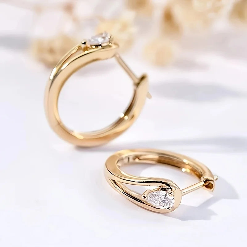Dazzling Geometric White Zircon Hoop Earrings for Women Exquisite Fashion Engagement Wedding Earrings Jewelry