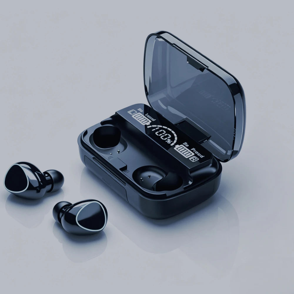 9D Stereo Surround Sound Bluetooth Earphones Sports In-Ear Wireless Headphones Featuring LED Digital Battery Display