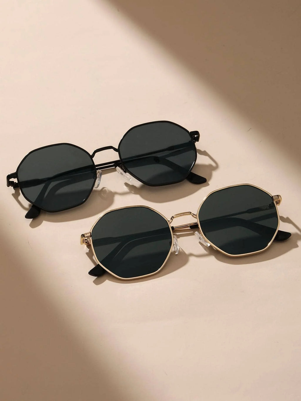 2 Pcs Metal Geometric Round Frame Sunglasses – Classical Fashion Shades for Vacation Decors Photo Props Unisex