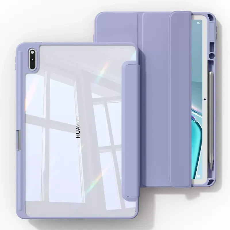 Clear Acrylic Case For Huawei Matepad Air 11.5 2023 11 10.4 Pro 11 10.8 Pencil Holder Cover For Honor Pad V6 V7 10.4 Inch Cases