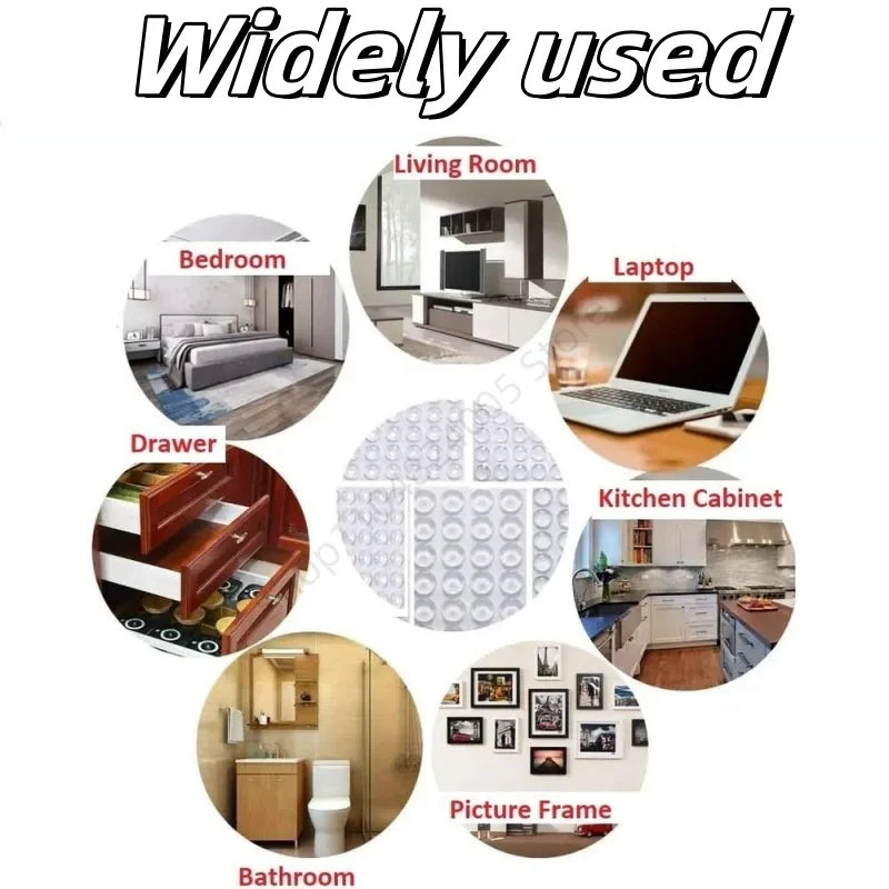 100Pcs Self Adhesive Clear Silicone Door Stopper Rubber Damper Buffer Cabinet Bumpers Mute Furniture Anti-collision Pads