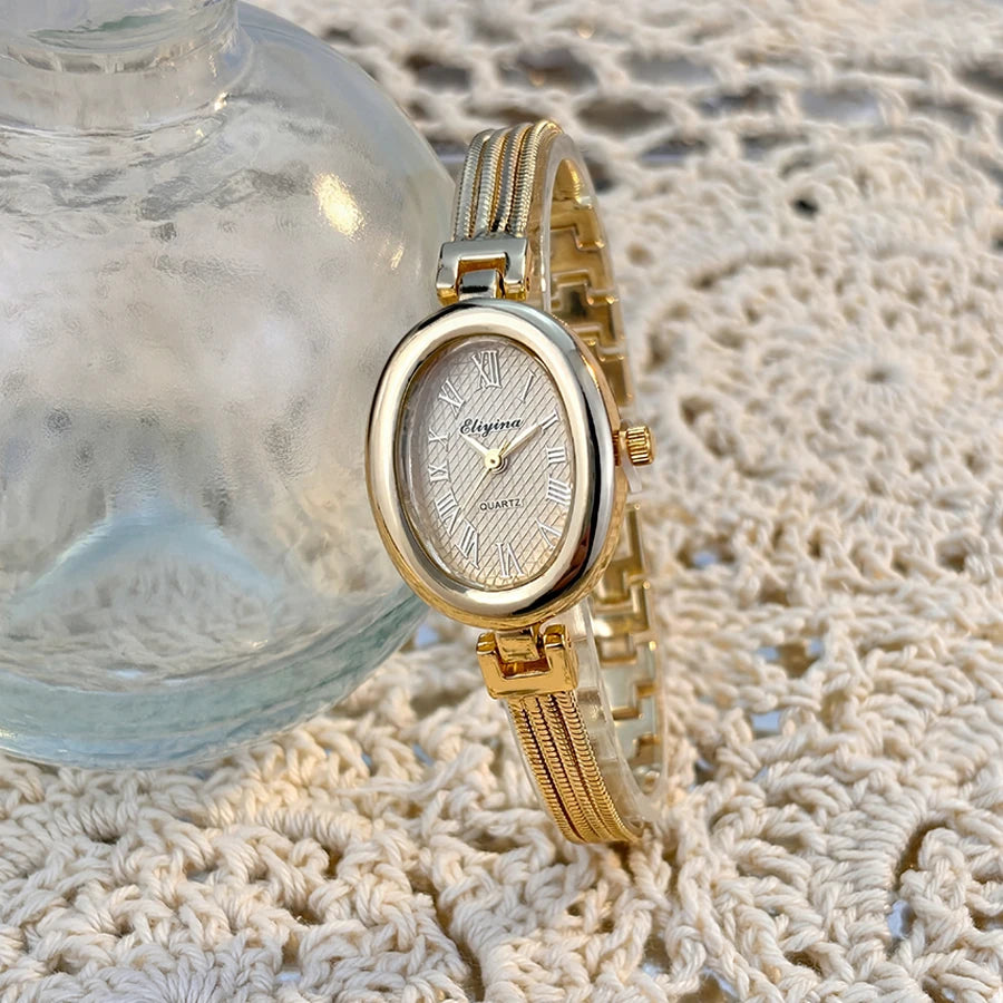 New Fashion Tassel Oval Bath Tub Ladies Bracelet Watch Simple Elegant Wristwatch Live Broadcast Bestseller