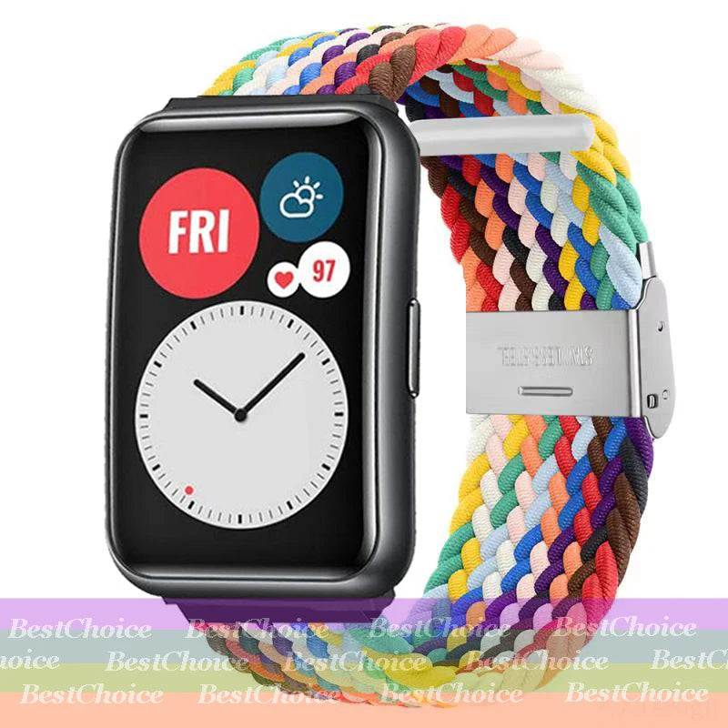 Nylon Braided Watch Strap for Huawei Watch Fit 3 Elastic Loop for Huawei Watch Fit 2 1Adjustable Band Bracelet Metal Connector