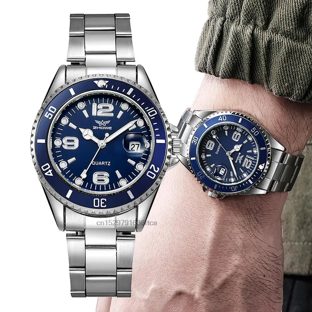 Luxury Mens Watches Stainless Steel Business Date Quartz Watch Men Fashion 2025 Sport Clock Relogio Masculino