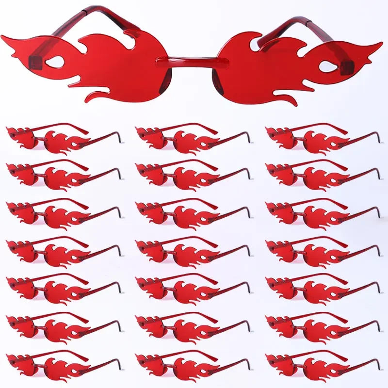 1-24Pcs Glasses Flame Sunglasses Plastic Summer Beach Accessories Red Flame Glasses for Women Men Party Supplies Photo Props
