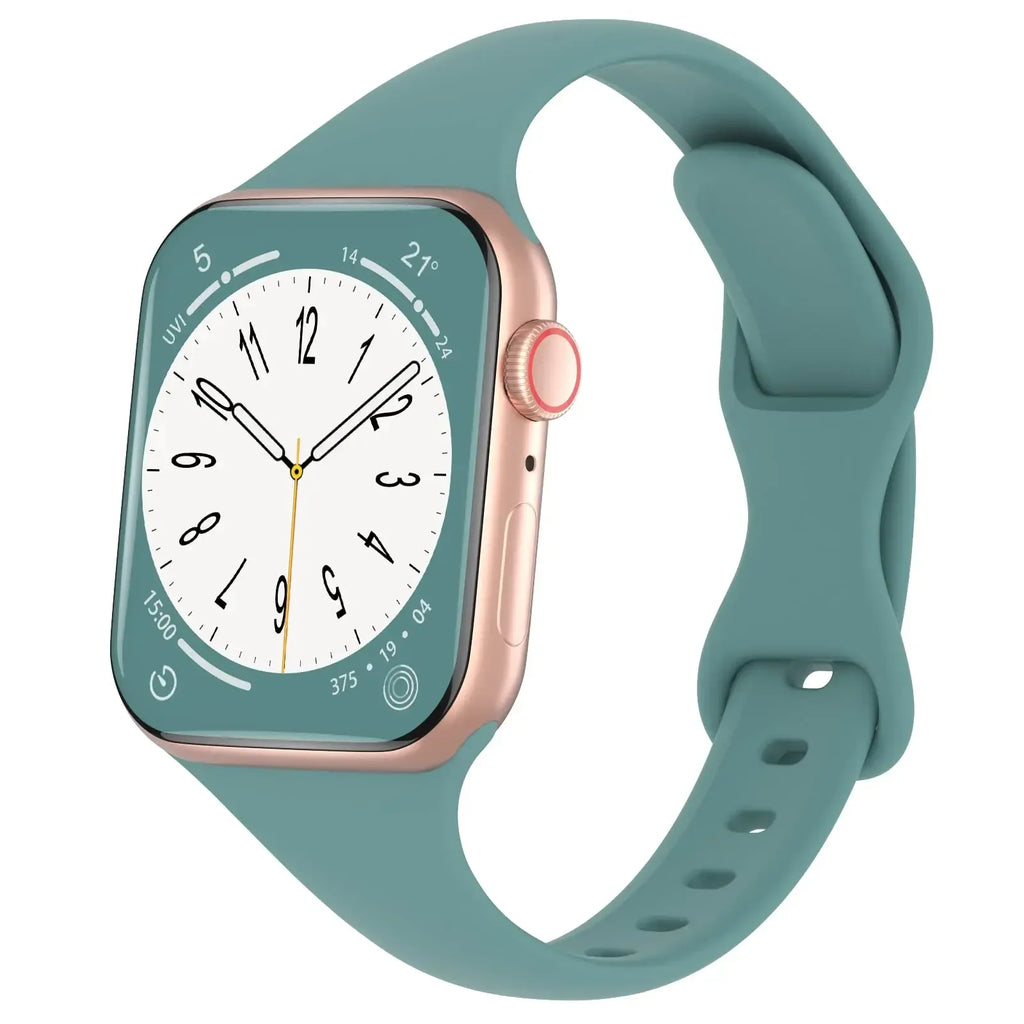 Thin Silicone Strap For Apple Watch 40mm 44mm 45mm 41mm 38mm 42mm Solid Color Strap Bracelet For IWatch Series 1 2 3 4 5 6 SE 7