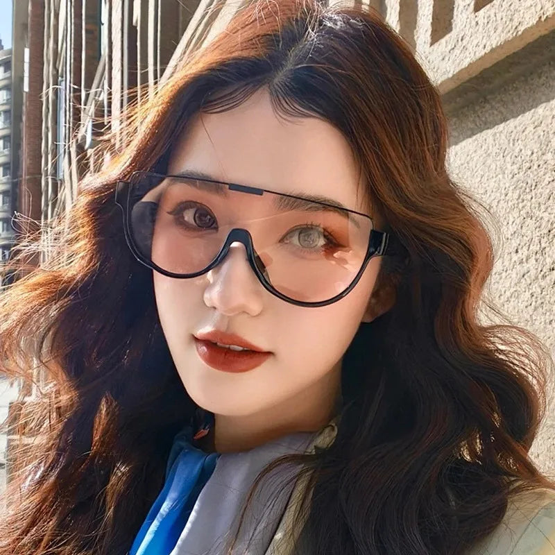 Vintage Semi-round Sunglasses Women Fashion Monoblock Outdoor Goggle Shades Trending New Design UV400 Eyewear