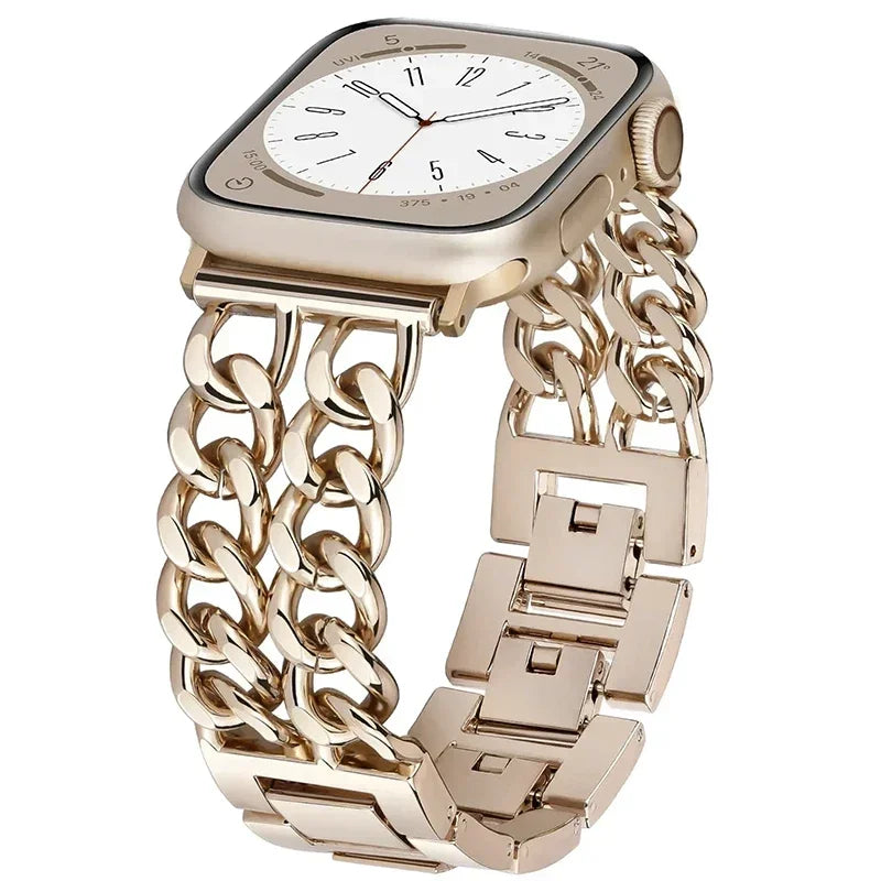 Fashion Metal Bracelet Strap For Apple Watch Ultra 44mm 45mm 40 41 49 Chain Design Women Bands For iWatch 9 8 7 6 5 4 3