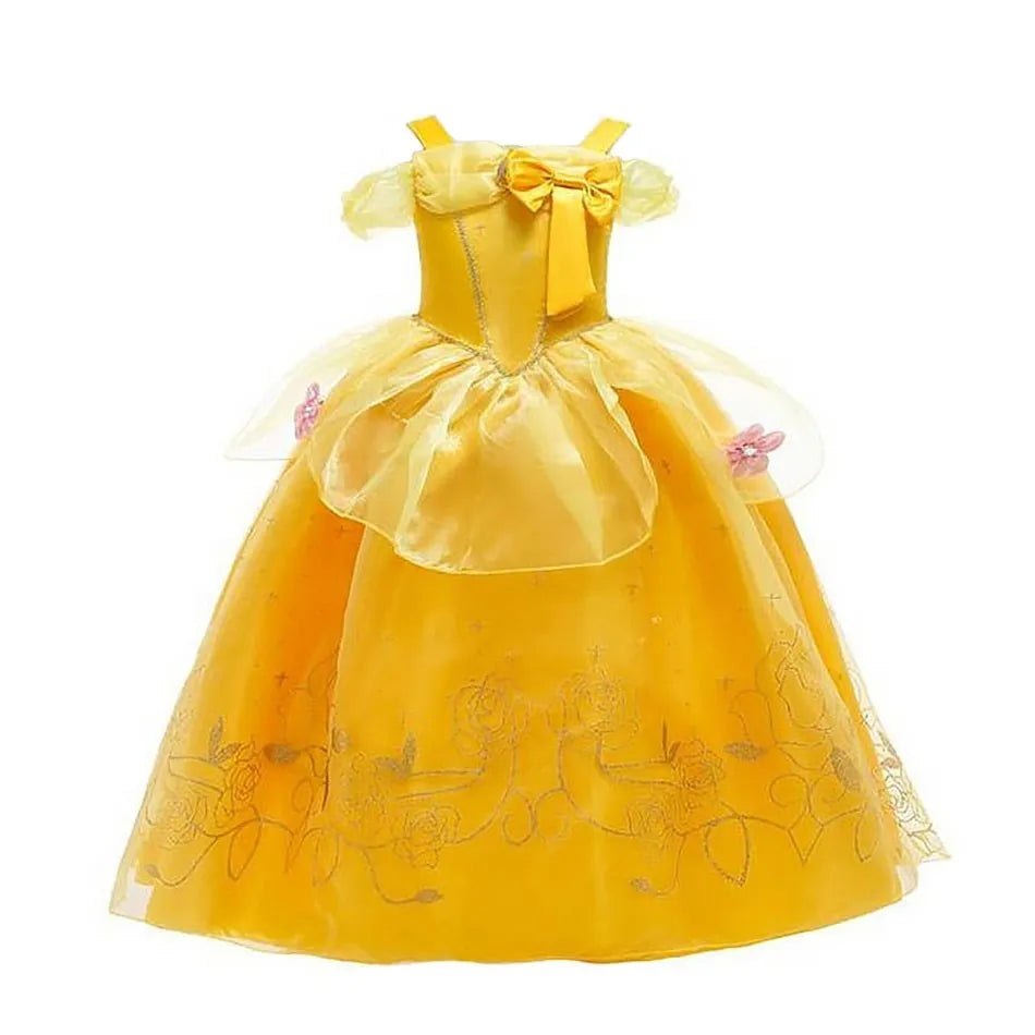 Children Princess Fancy Costume Elsa Party Carnival White Dress Up for Girl Christmas Birthday Cosplay Belle Snowflake Vestidoes