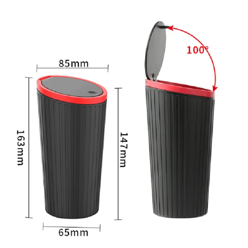 Universal Mini Car Trash Bin Can - Auto Dust Organizer Interior Rubbish Bag Garbage Container Storage Box for Vehicle Interior