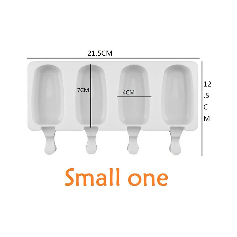 4/8 Hole Silicone Ice Cream Forms Popsicle Molds DIY Homemade Dessert Freezer Fruit Juice Ice Pop Cube Maker Mould With Sticks