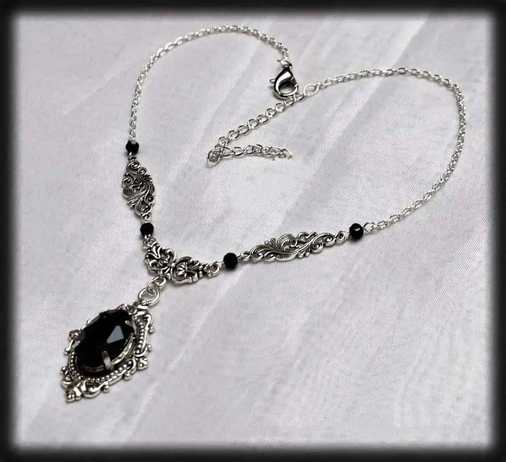 Purple Magic Water Drop Necklace,Gothic Jewelry,Witch Accessory,Pagan, Victorian,Carved,Mystery,Vampire,Choker For Women Girls