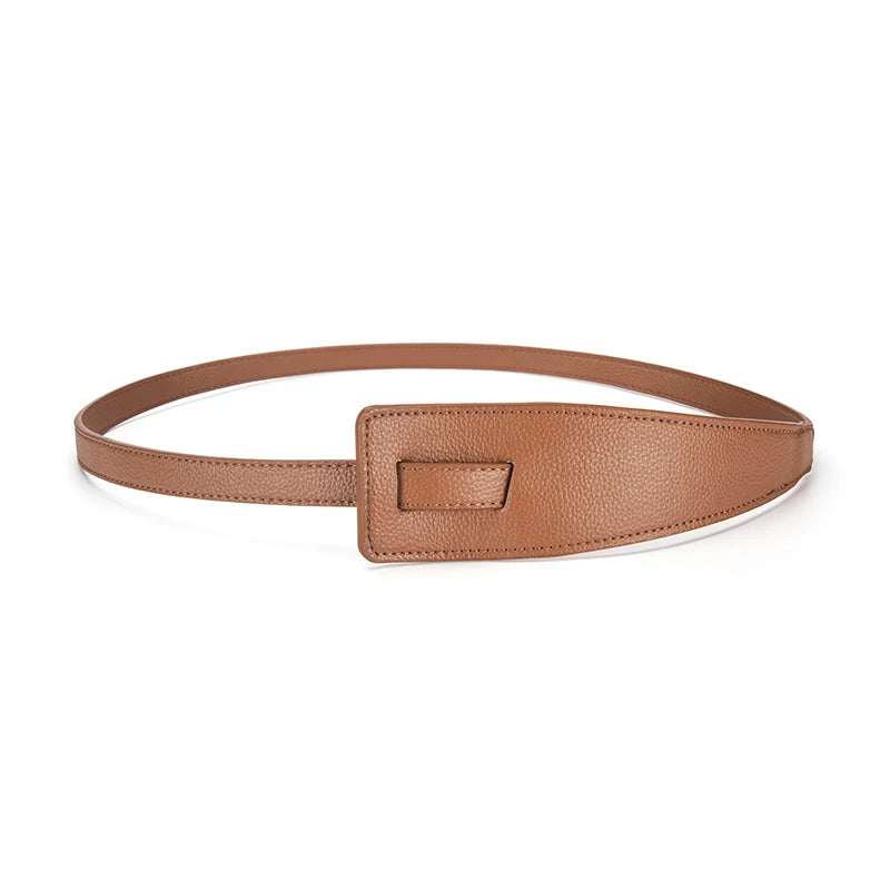 High Quality Women's Knotted Wide Belt Fashion Design Clothing Accessories PU Long Belt Trendy Women's Tight Waist Belt