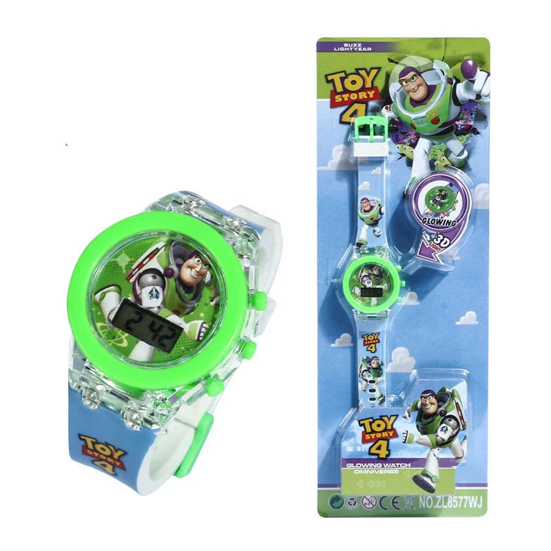 Flash Light Frozen Mickey Kids Watches For Girls Cartoon Snow White Car Children Watch Boys School Student Digitel Clock Gifts