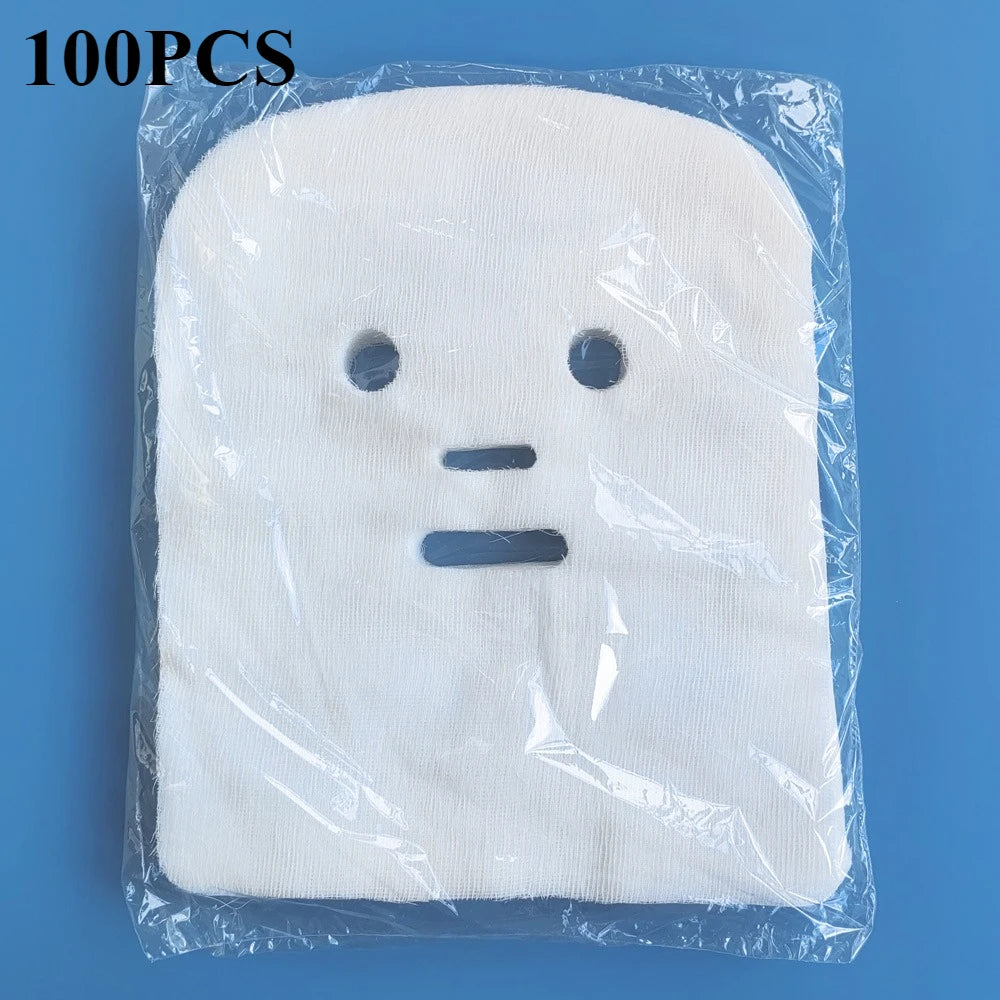 200 Pure Cotton DIY Beauty Mask Salon Disposable Facial Gauze Highly Water Absorption Non-Irritating Face Gauze Mask Soft