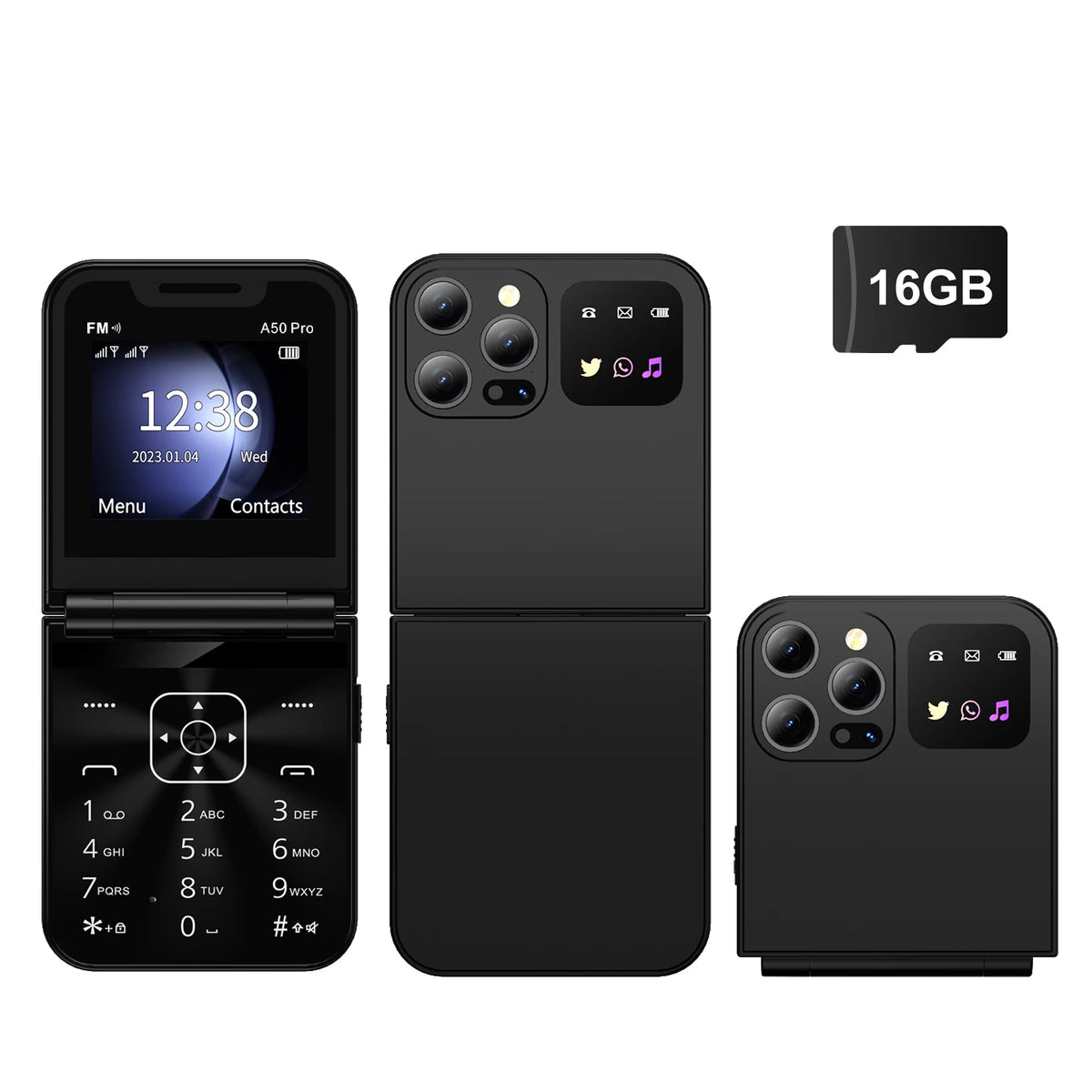 SERVO A50 PRO Flip Mobile Phone 2G GSM Call Recording Blacklist Speed Dial Flashlight Foldable Feature Cellphones Dual SIM Card