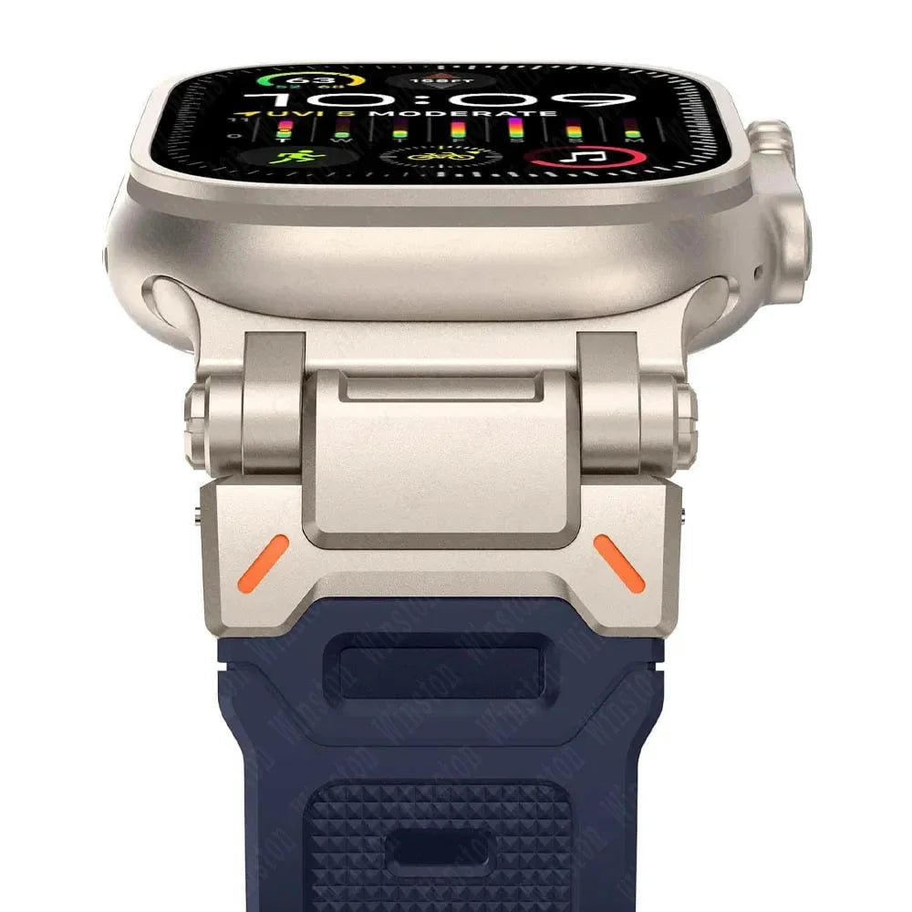 Soft Rubber Strap for Apple Watch Ultra 3 2 Band 49mm 46mm 45mm 42 44mm Luxury Bracelet for IWatch Series 11 10 9 8 7 6 5 Correa