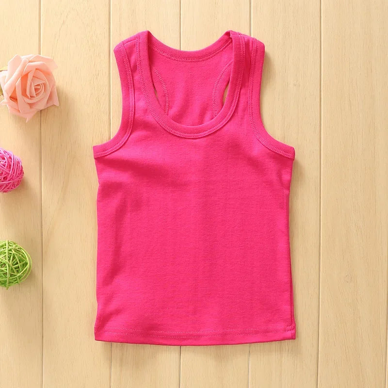 2-11Y Girls Casual Vest Children Summer Clothing Kids Baby Boy Sleeveless Tops Solid Color T-shirt Tees Outfit Toddler Girl Top