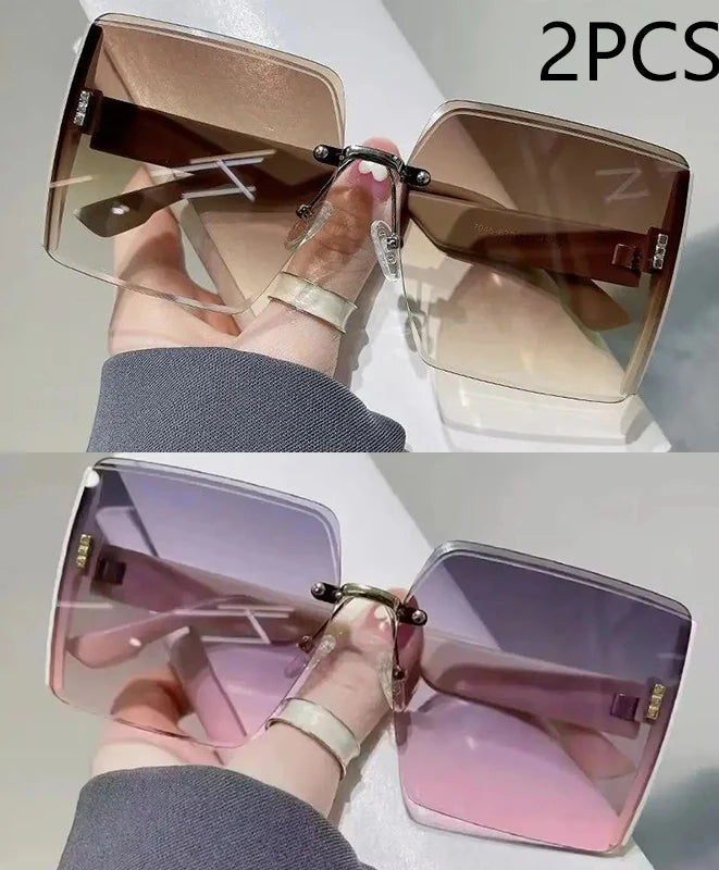 Fashion Gradient Frameless Women's High-end Sense Of Sunglasses