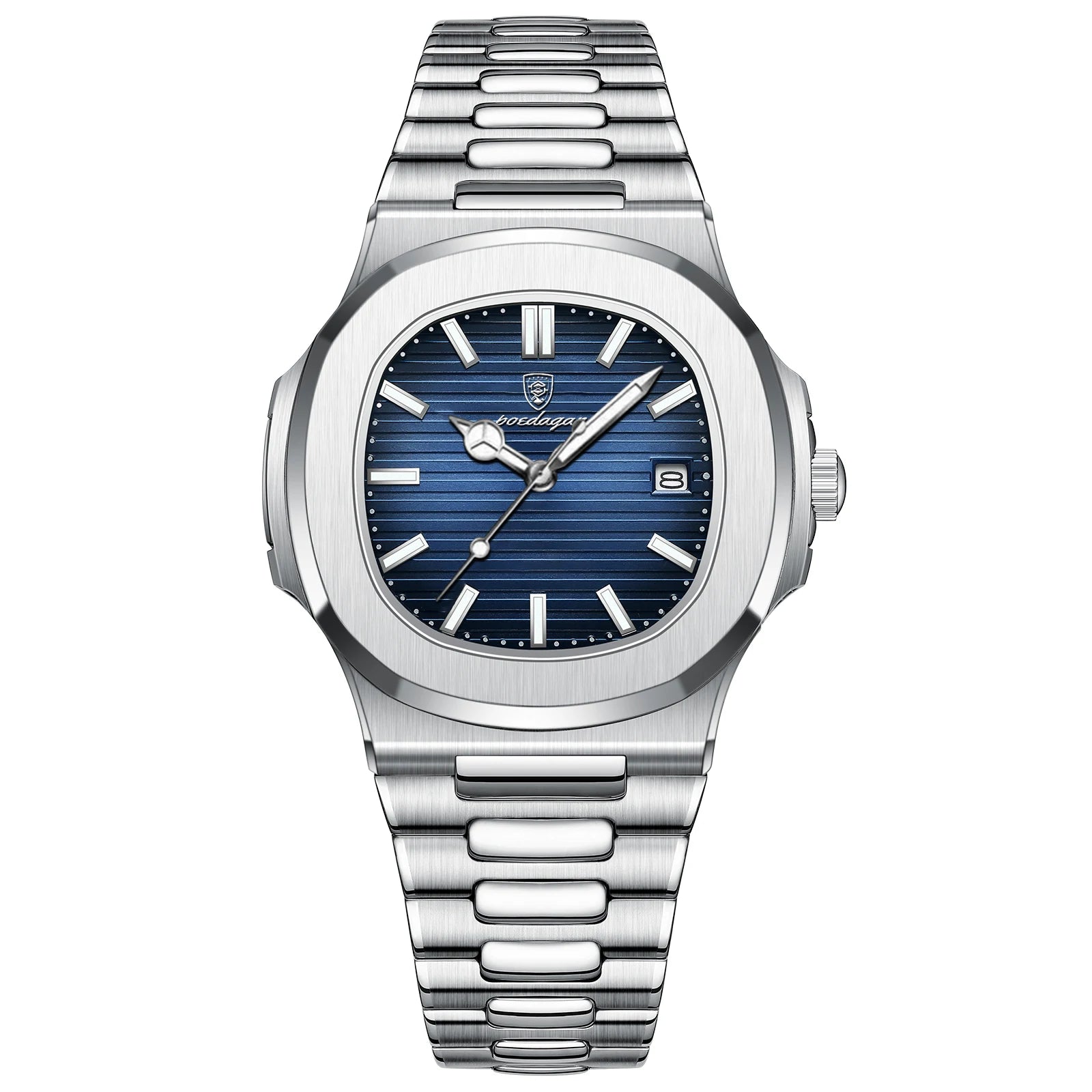 POEDAGAR Fashion Square Quartz Man Clock Waterproof Luminous Date Stainless Steel Watches For Men Luxury Business Men Wristwatch