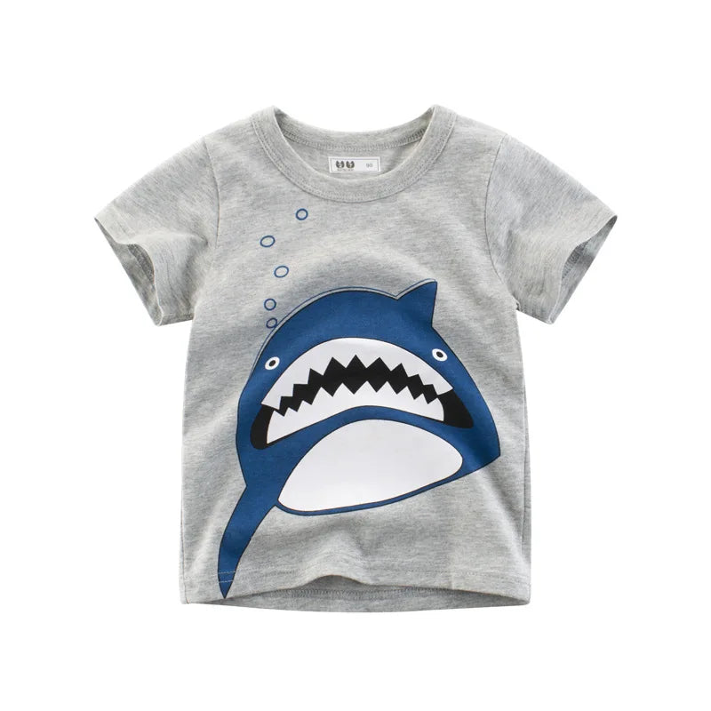 OLEKID 2025 Summer Children Boys Clothing Printed Cartoon Boys T-Shirts 2-8 Years Kids Baby Boy Tops Short Sleeve Toddler Tees